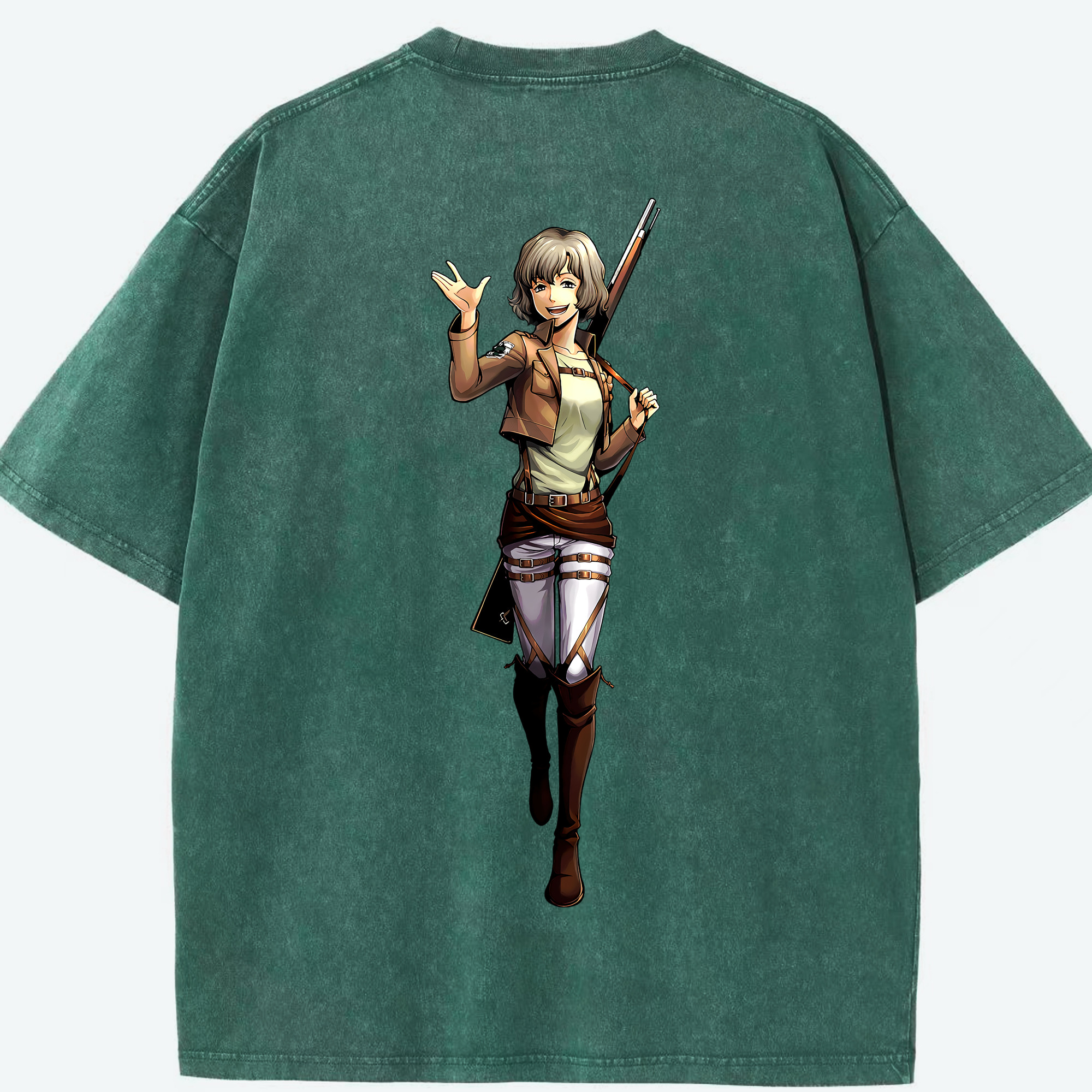 （画像用） 進撃の巨人 ヒツチ Attack on Titan Hitch 綿100% ヴィンテージ風 半袖Tシャツ（背面プリント）